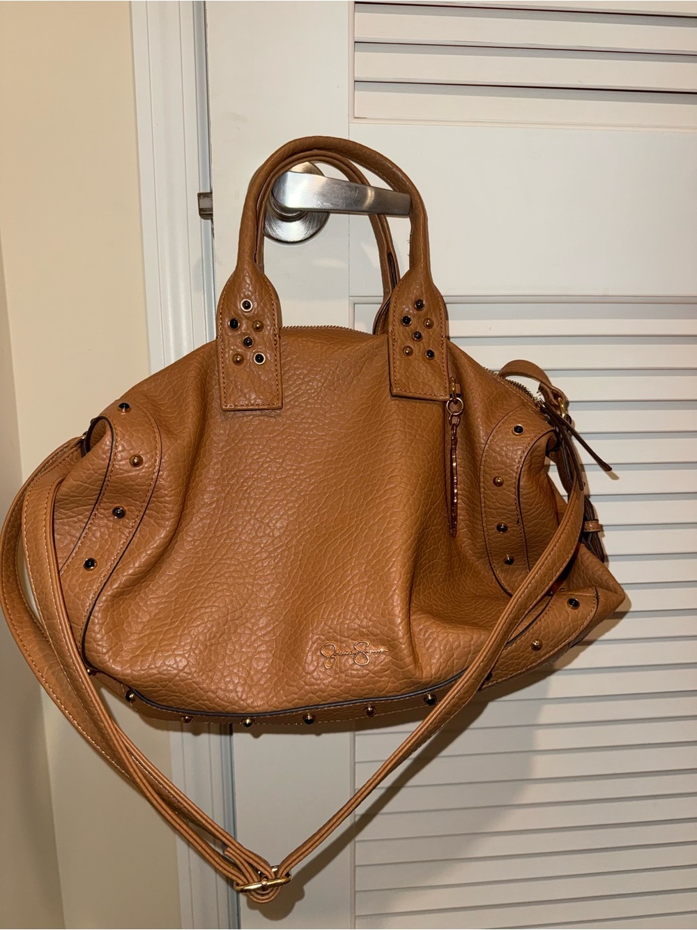 Jessica Simpson Brown Leather Studded Bucket Bag - Very good condition